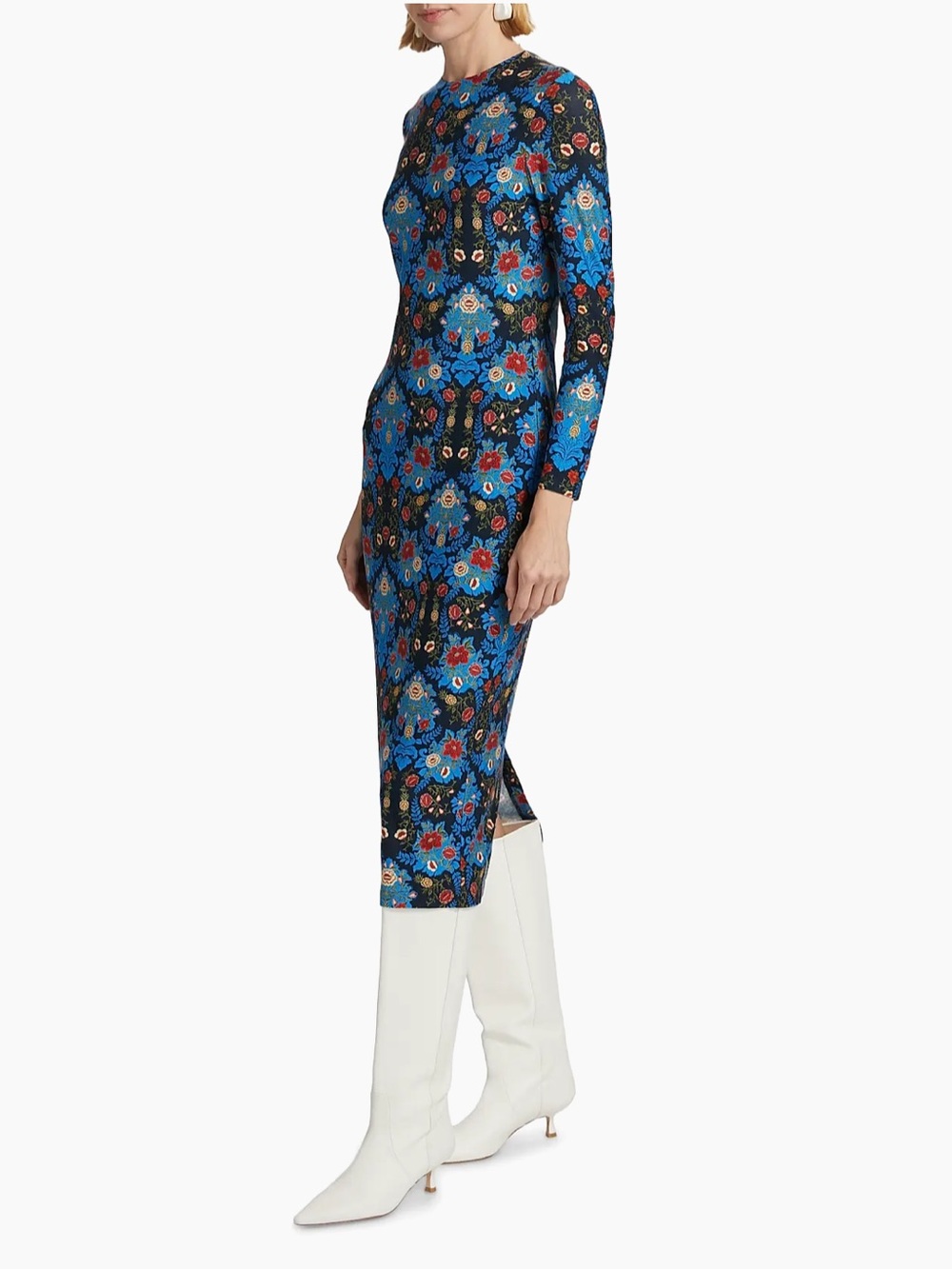 FARM Rio Arabesque Floral Blue Jersey Midi Dress Size M - Picture 4 of 15
